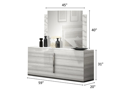 Carrara 59" Wide 3 Drawer Dresser With Mirror