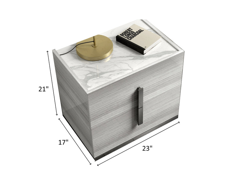 Carrara 21" Tall 2 Drawer Nightstand