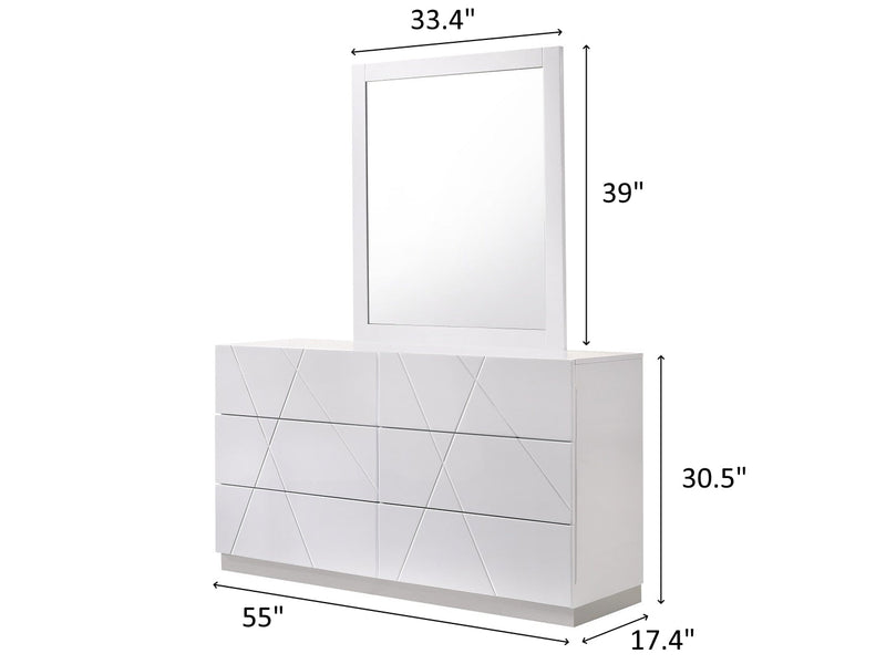 Naples 55" Wide 6 Drawer Dresser With Mirror