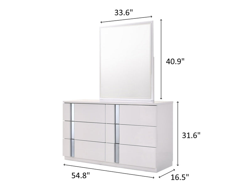 Palermo 54.8" Wide 6 Drawer Dresser With Mirror